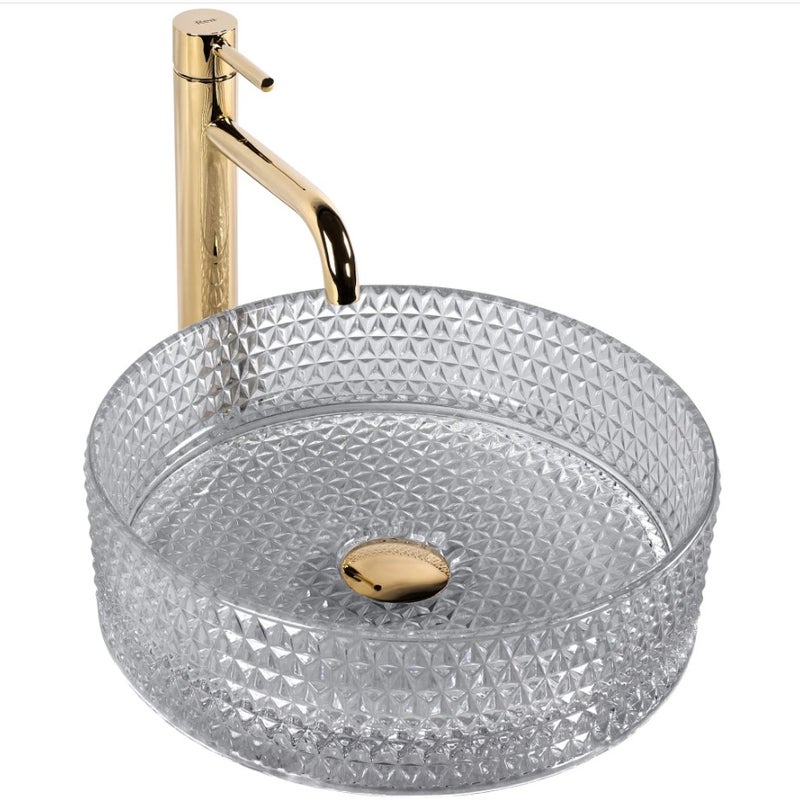 Umywalka Nablatowa Rea Cristal Szary 39 X 39