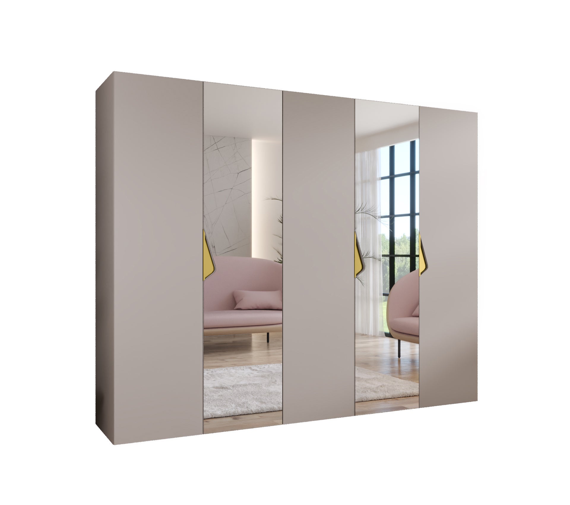 Szafa uchylna otwierana Sandi 2 250 x 52 x 202 cm kaszmir + u. złoty