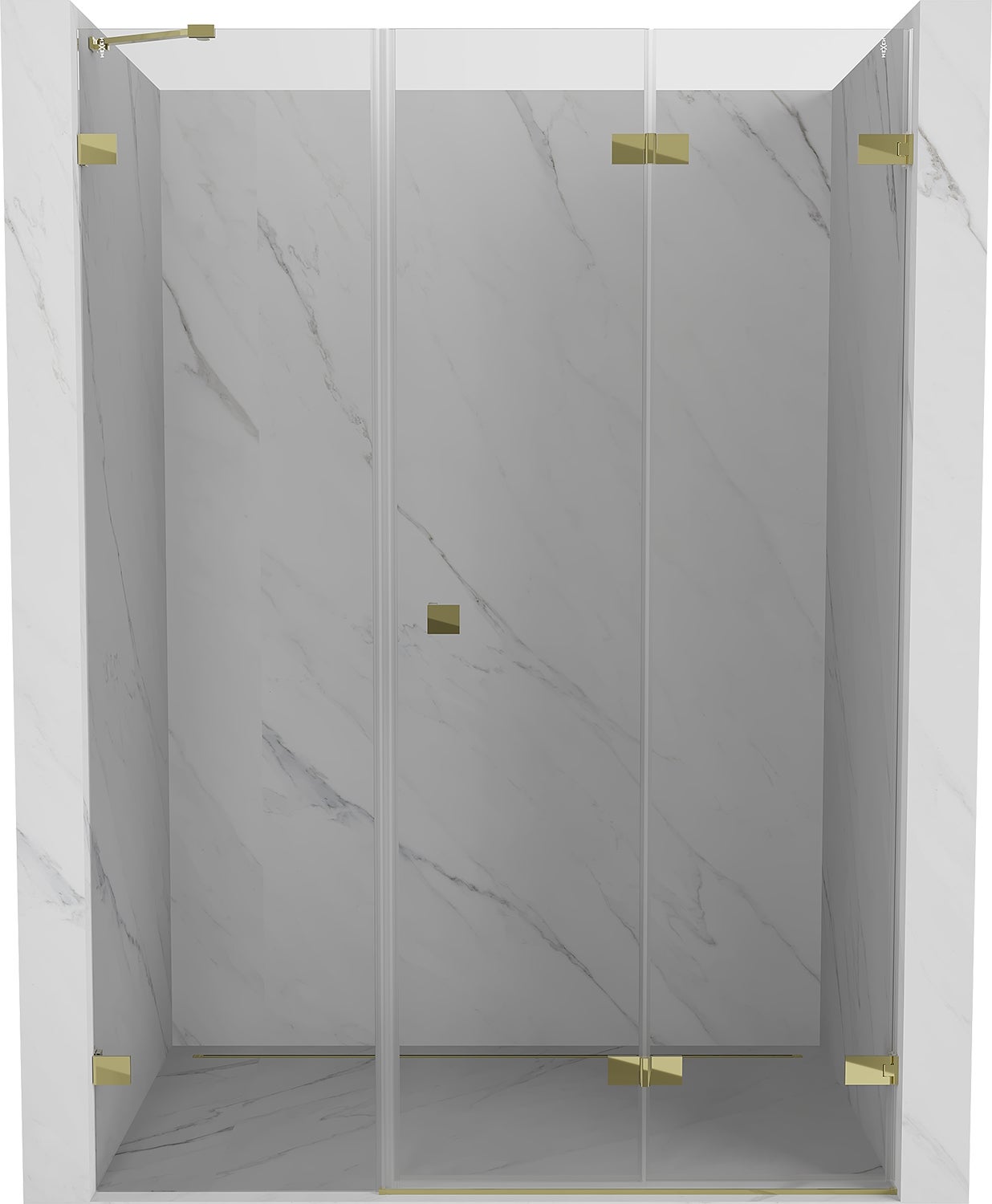 Mexen Lunar-F drzwi prysznicowe składane prawe 120 cm, transparent, złote - 836S-120-050-50-00-P
