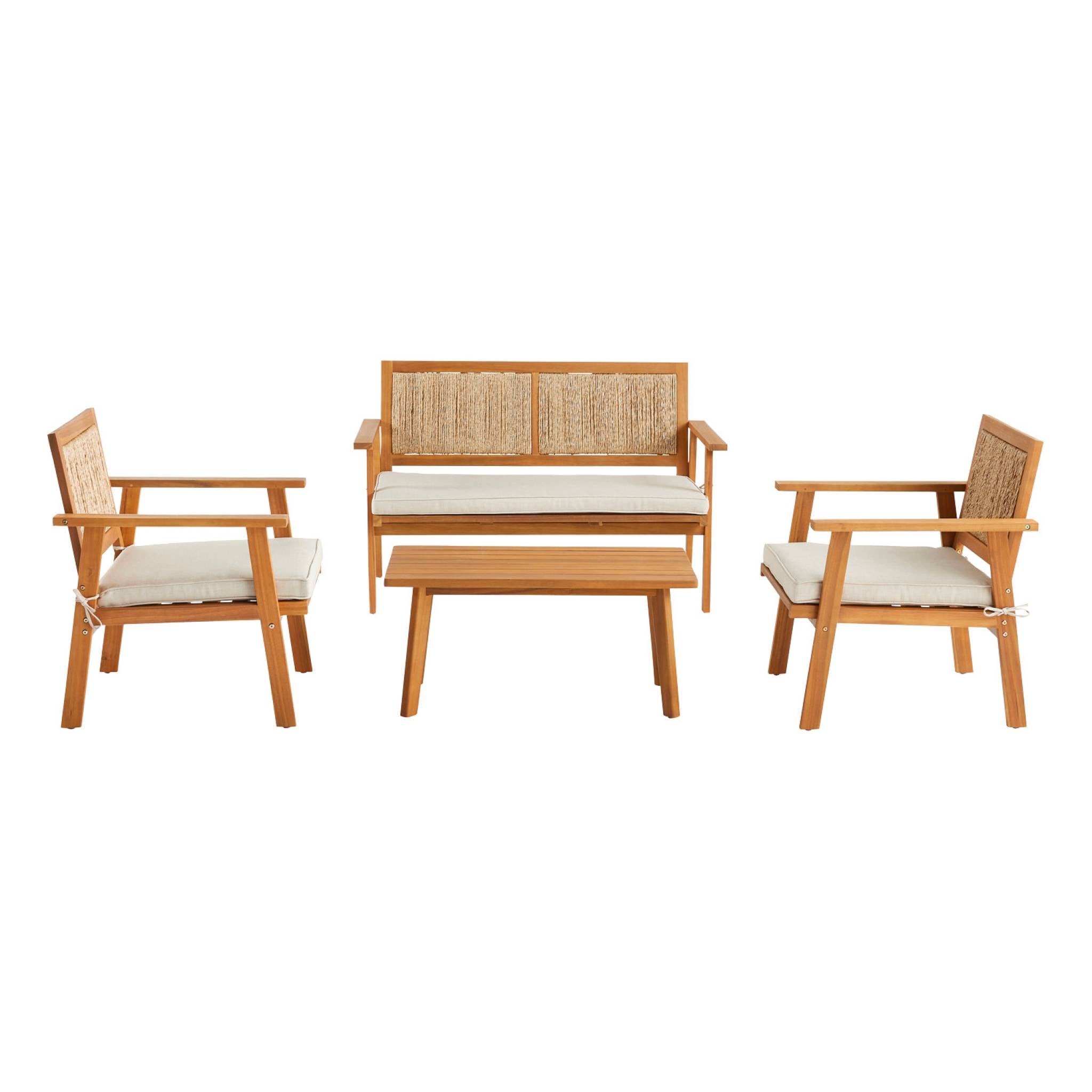 Salon de jardin en Bois Beige 4 personnes - 5