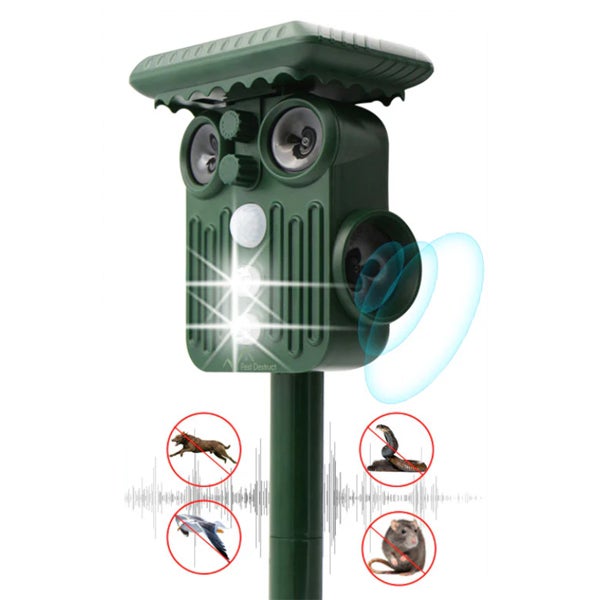 Repelente Ultrasónico Para Gatos Y Animales Con Energía Solar, Detector De Movimiento, Luz LED, Impermeable IP44, Para Jardín