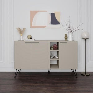 Set mobili soggiorno Providence B115, Nero, Nero lucido, Bianco, Bianco lucido, Con singole