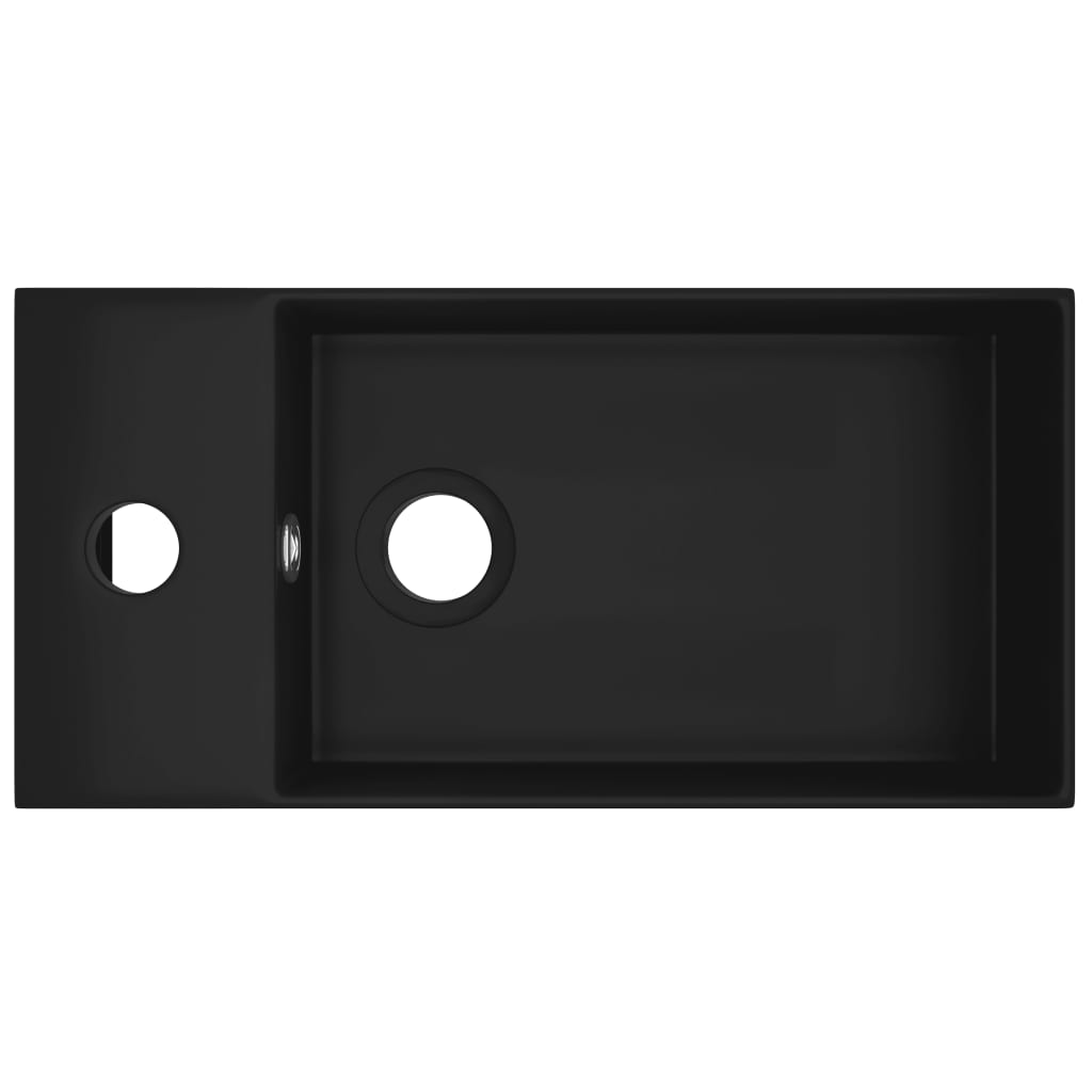 Lavabo bagno con troppopieno da appoggio wc lavabo bagno cucina interno casa 48 x 25 cm ceramica nero opa 02_0002739 - 2