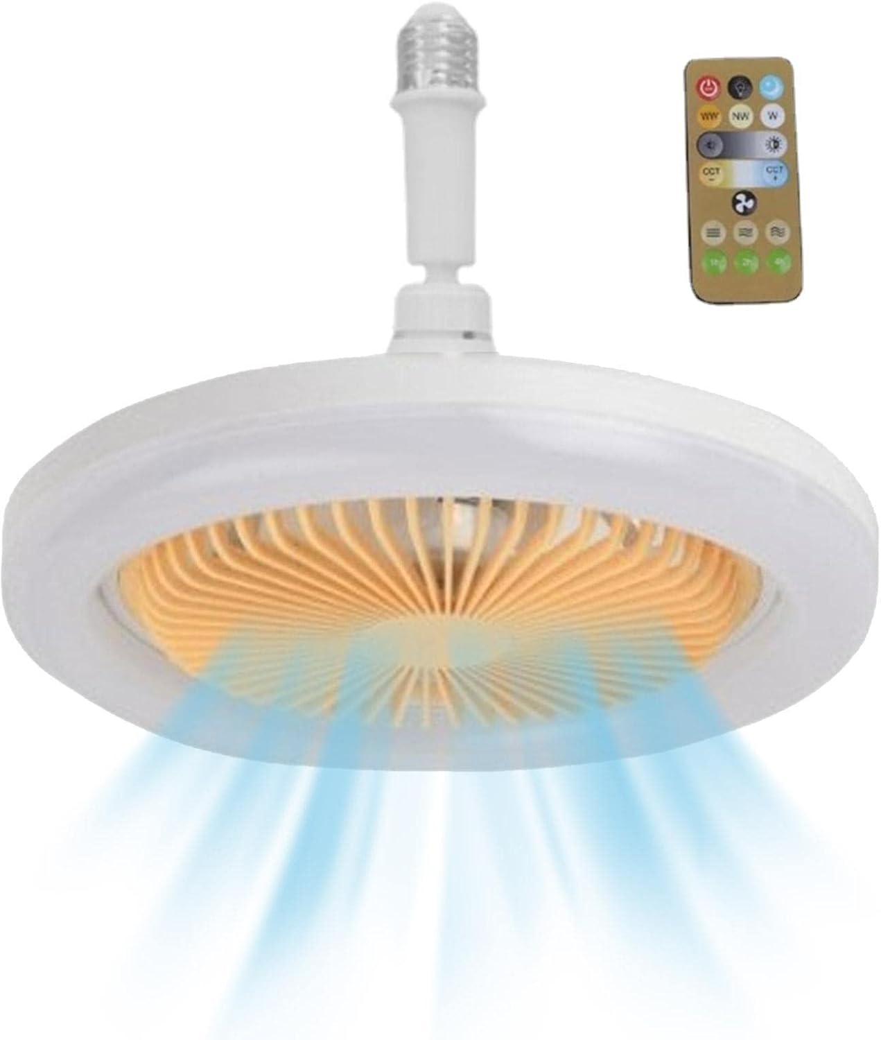Wentylator sufitowy 30W ze światłem E27 – Pilot – Cichy – Timer – Do sypialni i salonu