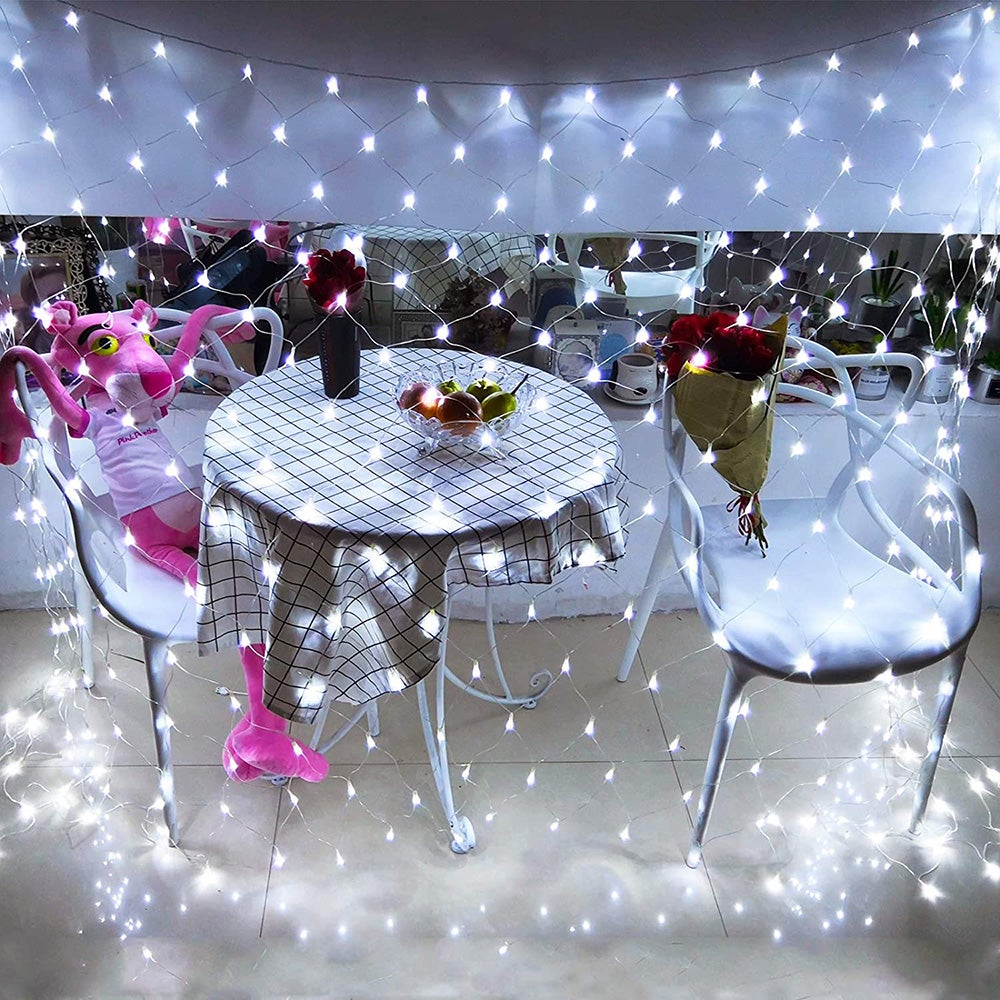 Guirnalda Luces, 96 LEDs Luz de Red 1.5M X 1.5M 8 Modos Guirnaldas Neta Luz con Regulable, Decoracion para Navidad, Fiestas, Jardines -Blanco - 9