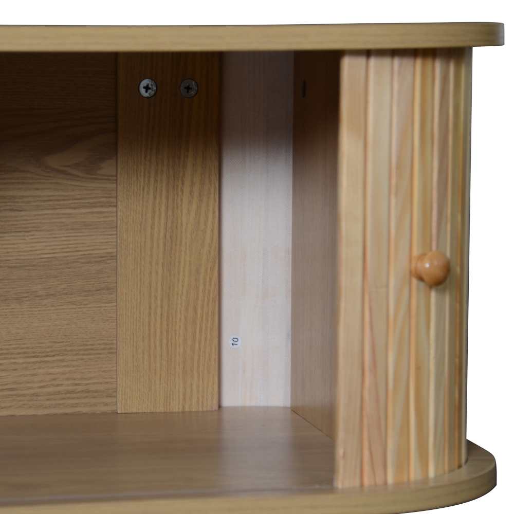 Mebel pod telewizor z litego drewna naturalnego z drzwiami i szufladami z rattanu – elegancki rustykalny design i praktyczne przechowywanie - 8