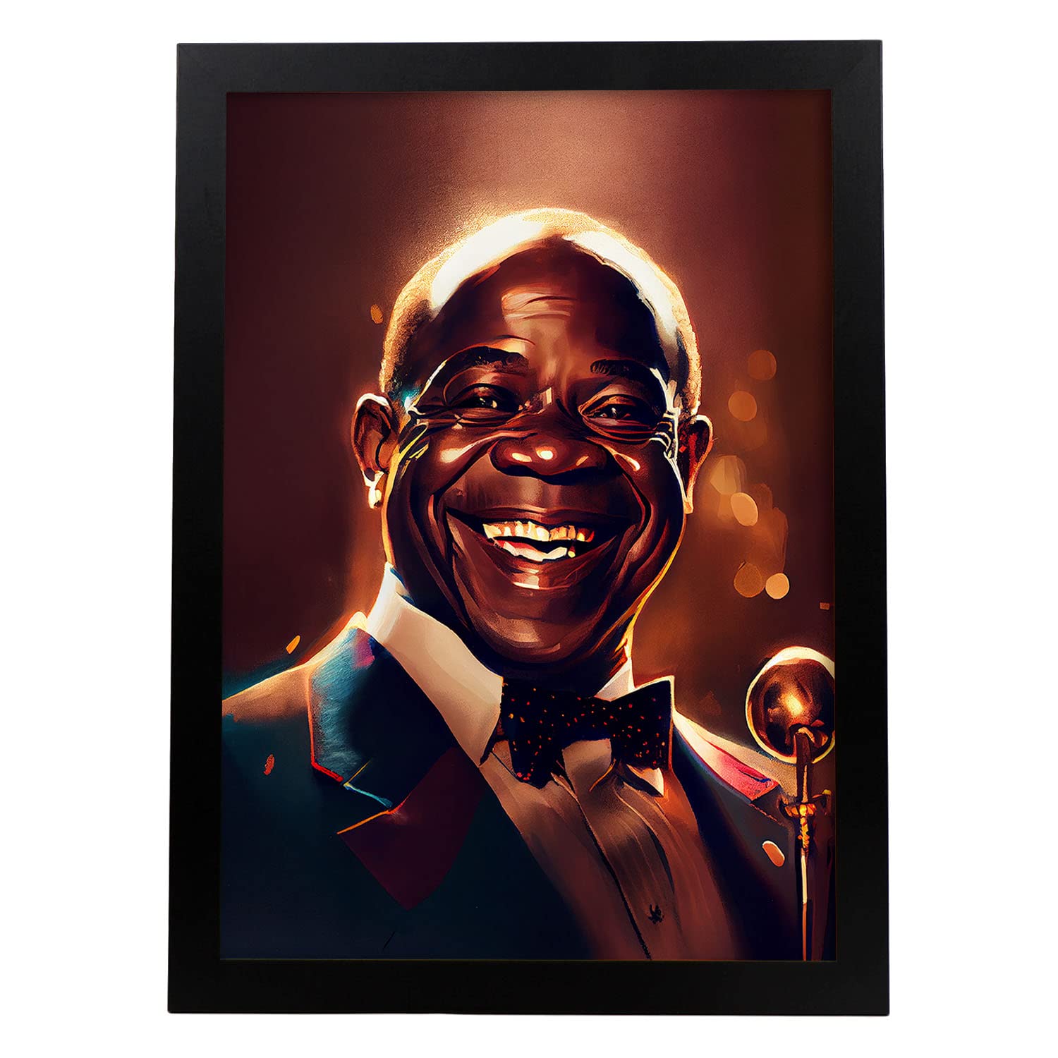 Nacnic poster de louis armstrong en estilo retrato a todo color ilustraciones y caricaturas de músicos y artistas famosos diseño y a3 marco negro