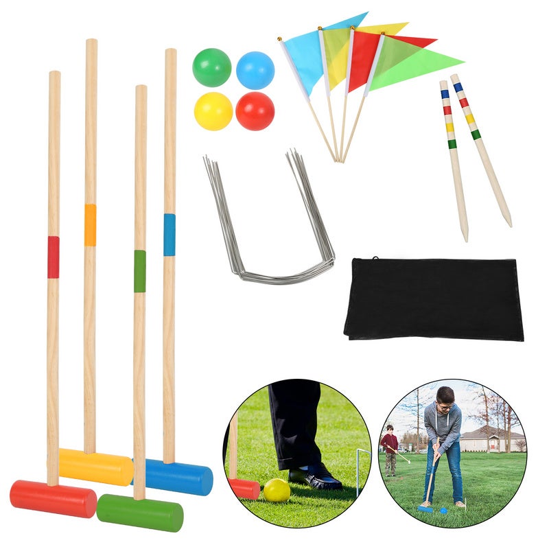 Jeu De Croquet De Table 6 Maillets – Jeu En Bois D’Occasion, Fabriqué En France