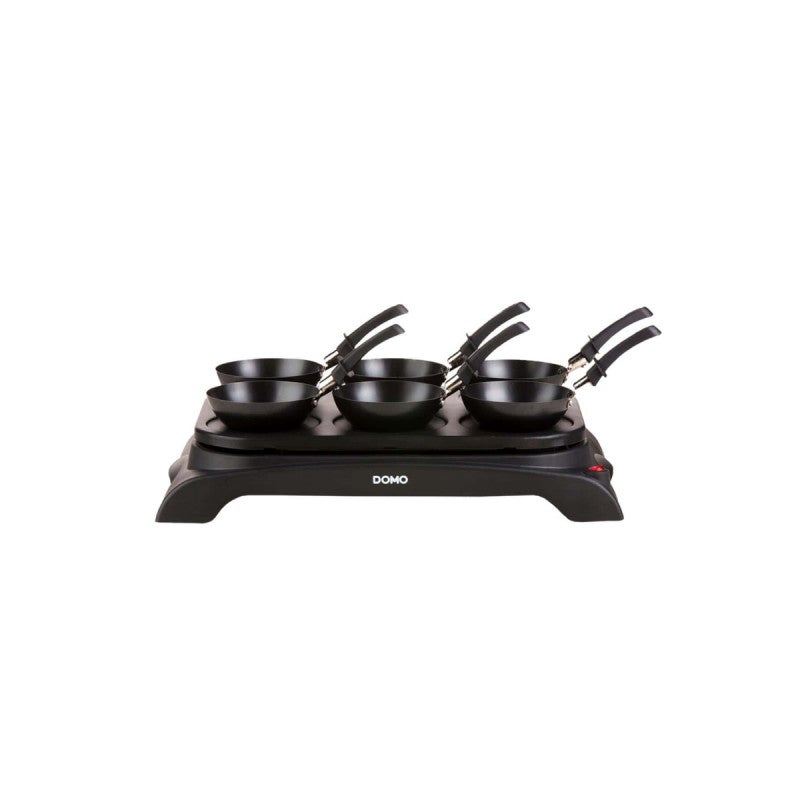 Set Gourmet DOMO DO8719W - Wok + Plaque à Crêpes 2 En 1, 6 Poêlons Antiadhésifs, Thermostat Réglable