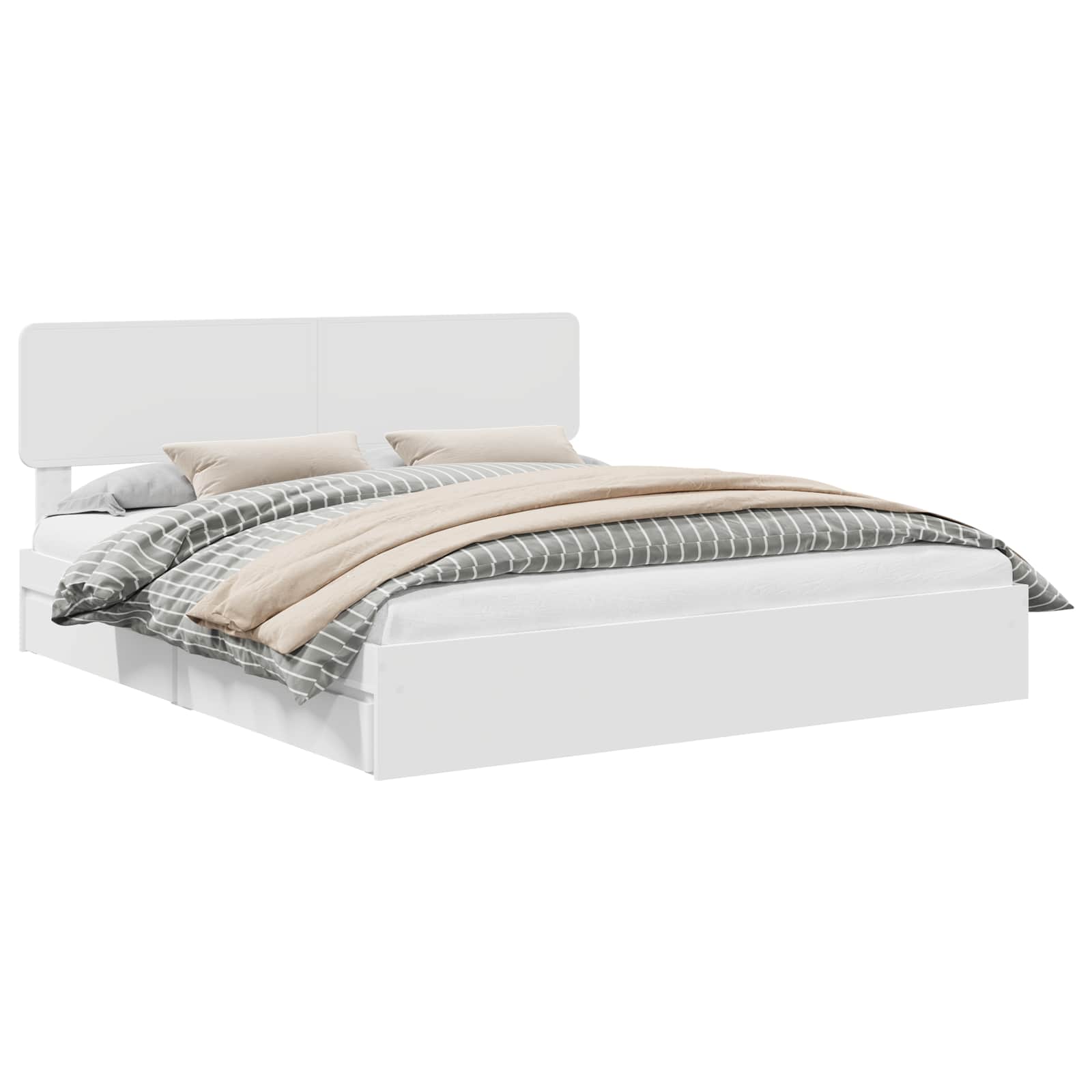 Lit de rangement réglable blanc 180 x 200 cm en panneau de bois - 2