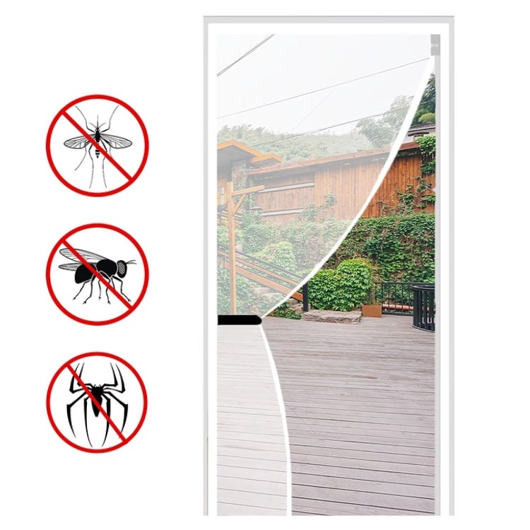 Zasłona do drzwi chroniąca przed owadami z magnesami i paskami samoprzylepnymi, magnetyczna moskitiera do drzwi, biała, 100*220 cm