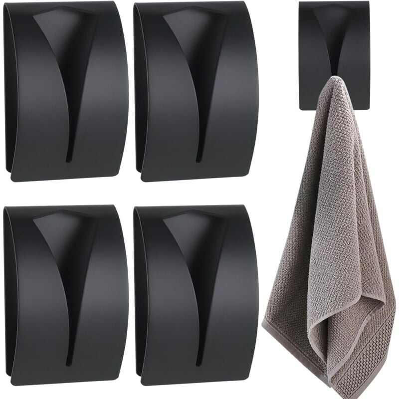 Zestaw 4 samoprzylepnych haczyków łazienkowych, haczyki ścienne na ręczniki łazienkowe ze stali nierdzewnej, czarne haczyki na ręczniki