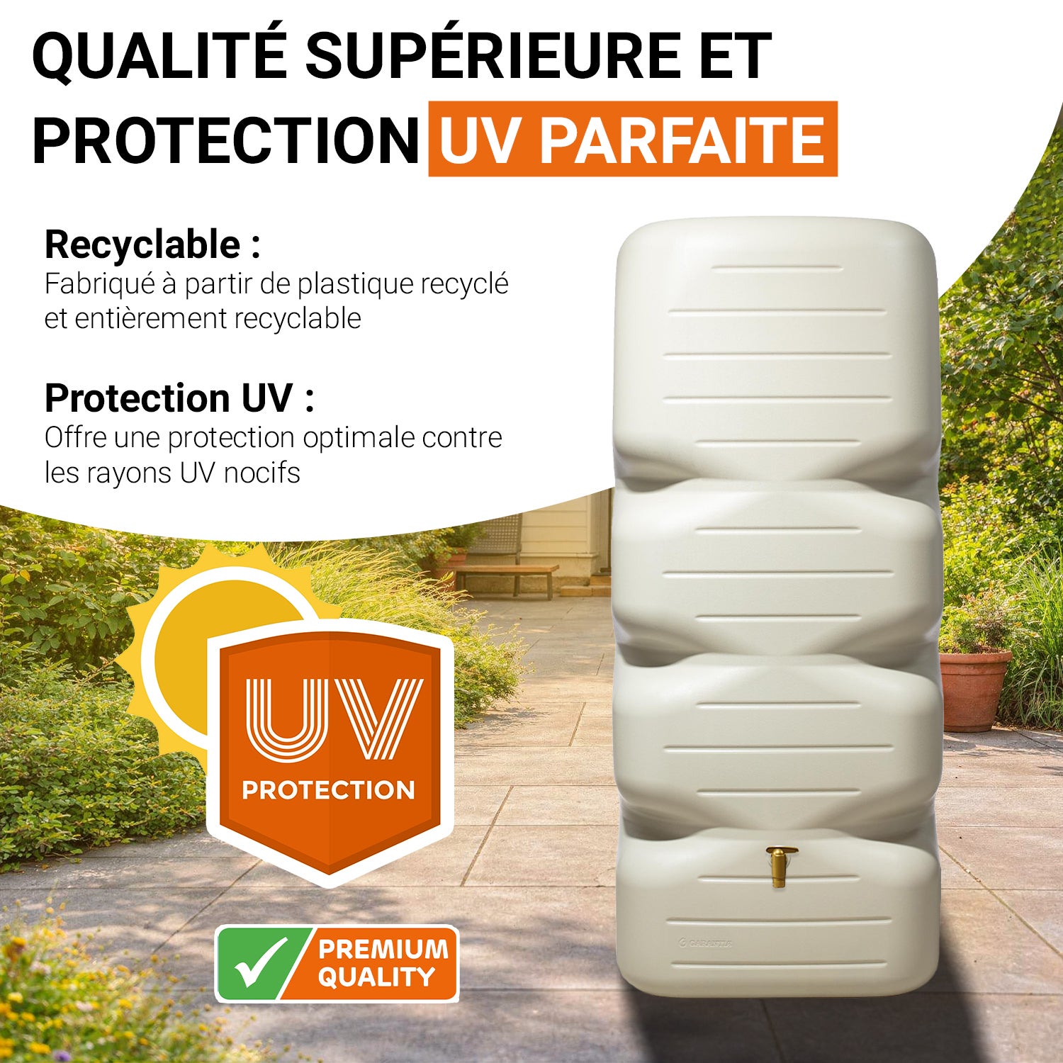 GARANTIA CUBUS Kit 1000 L, sable avec Robinet PE imitation Laiton - 6