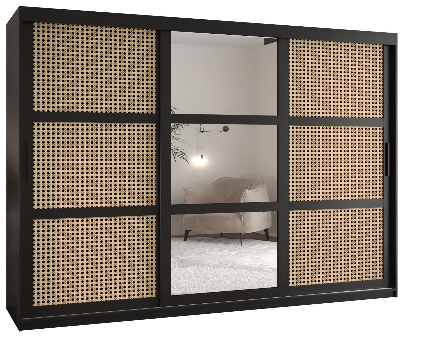 Szafa przesuwna Plecionka Wiedeńska 2 250 x 62 x 200 czarny – Abiks Meble