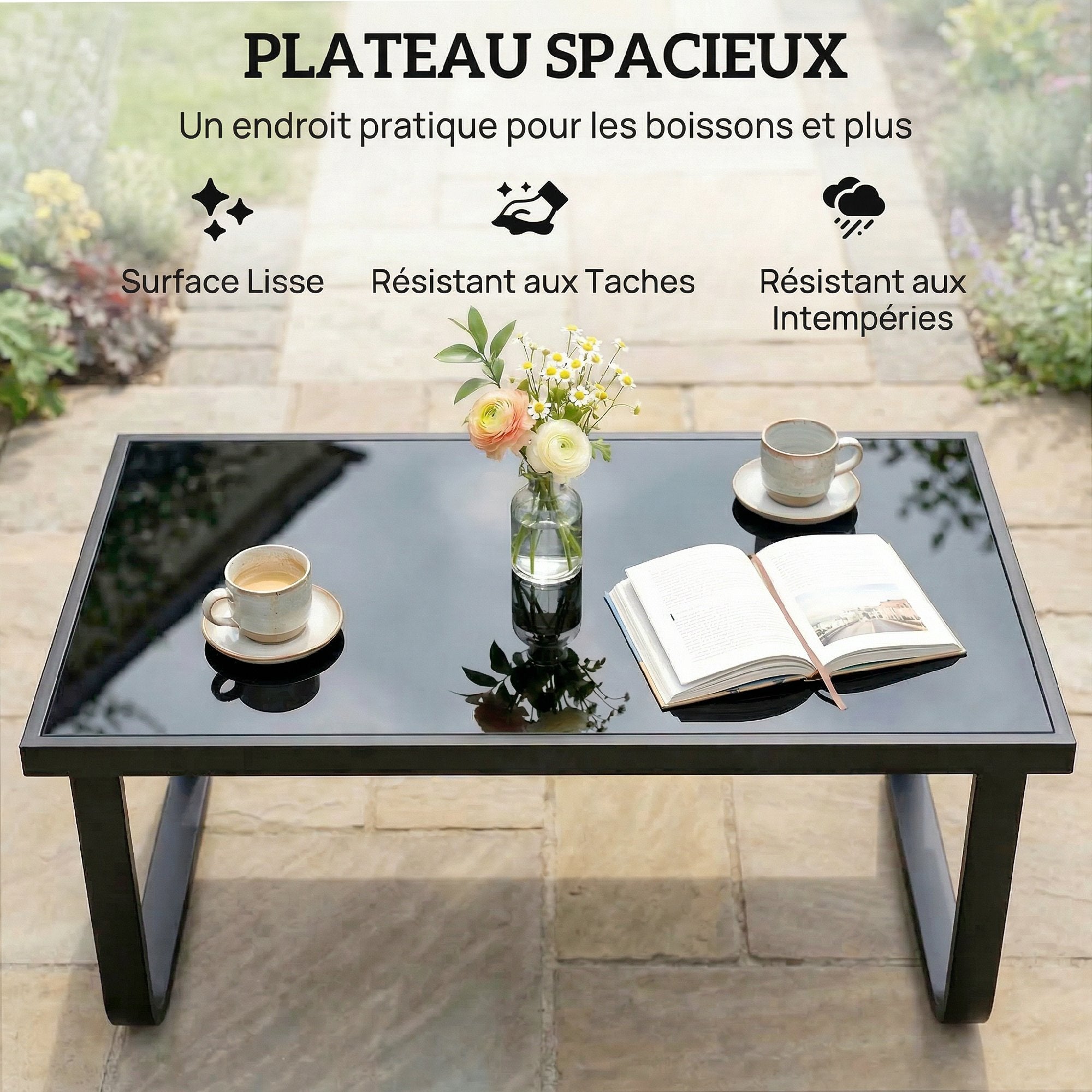 Table basse de jardin métal Outsunny - 4
