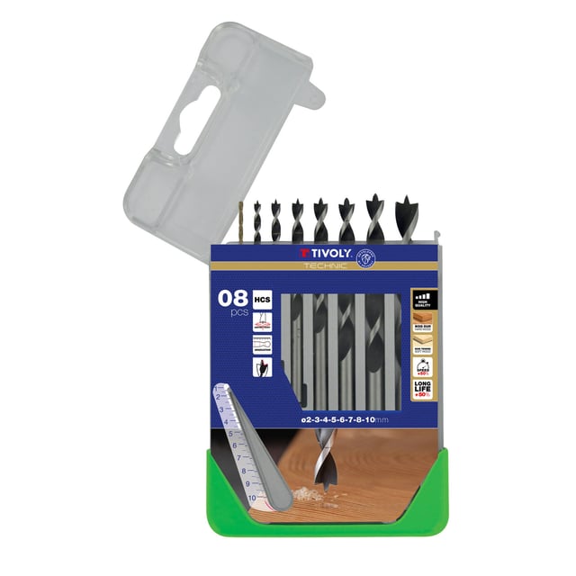 Coffret De 8 Forets Bois Gradués - 3 Pointes - 2 à 10 Mm TIVOLY