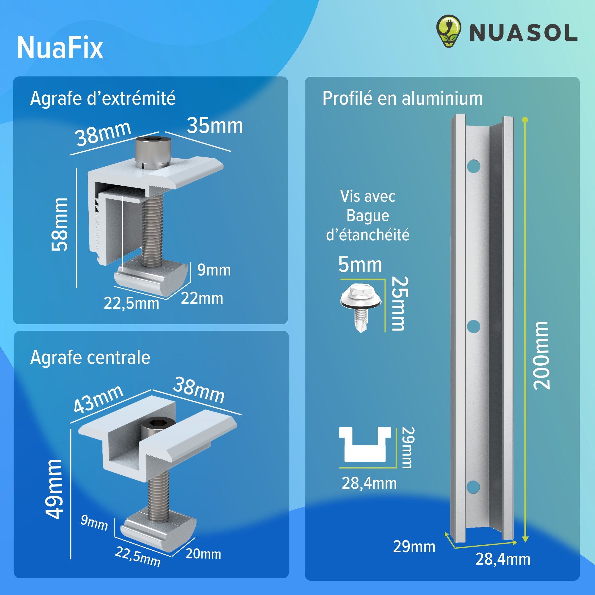 NUASOL Kit de montage sur toiture en tôle trapézoïdale pour 2 panneaux solaires - 9