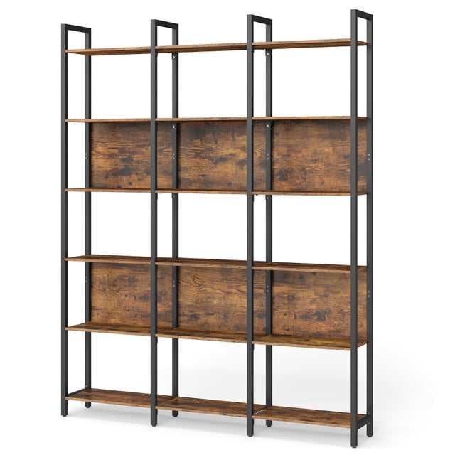 Scaffale a 6 Livelli, Scaffale da Cucina, Stile Industriale, Marrone Vintage e Nero Inchiostro