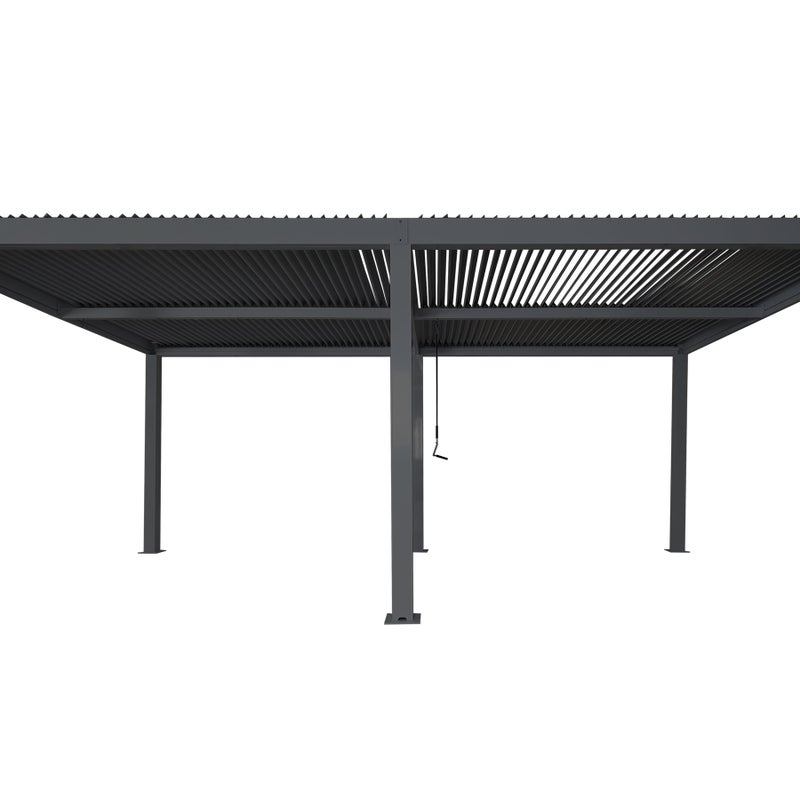 Pergola HWC-L46, altana ogrodowa Altana z lameli, rama aluminiowa 10 cm, rynna przeciwdeszczowa odporna na burzę, 3 x 6 m ~ antracyt