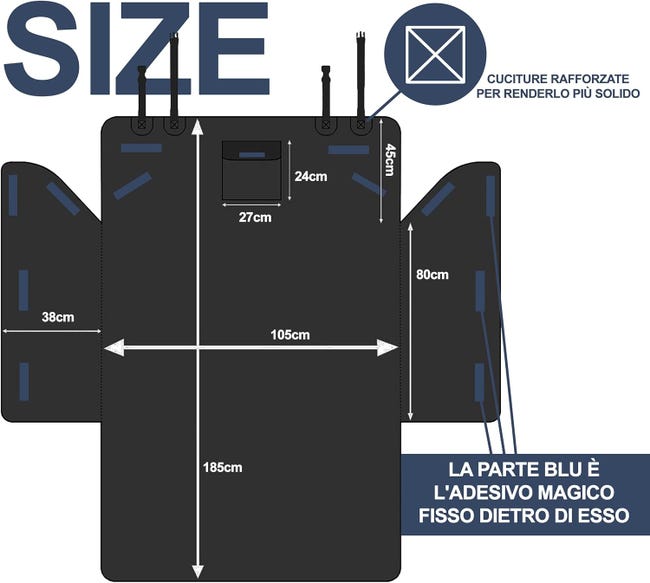 Telo Protettivo Per Bagagliaio Auto - Impermeabile, Antiscivolo Per Cani, 193x102cm - Foto 13