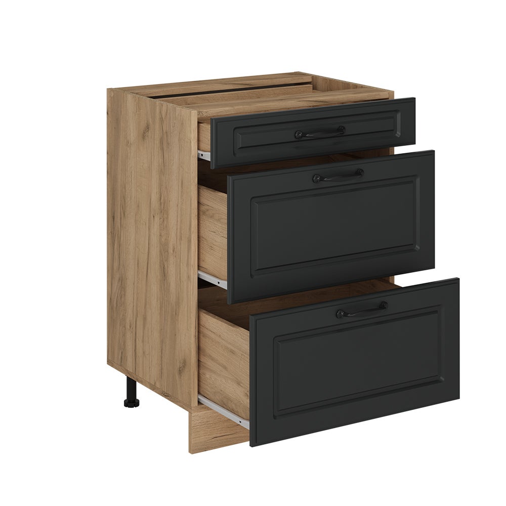 Vicco Meuble cuisine R-Line, Anthracite campagne, 60cm avec tiroirs, sans PT - 4