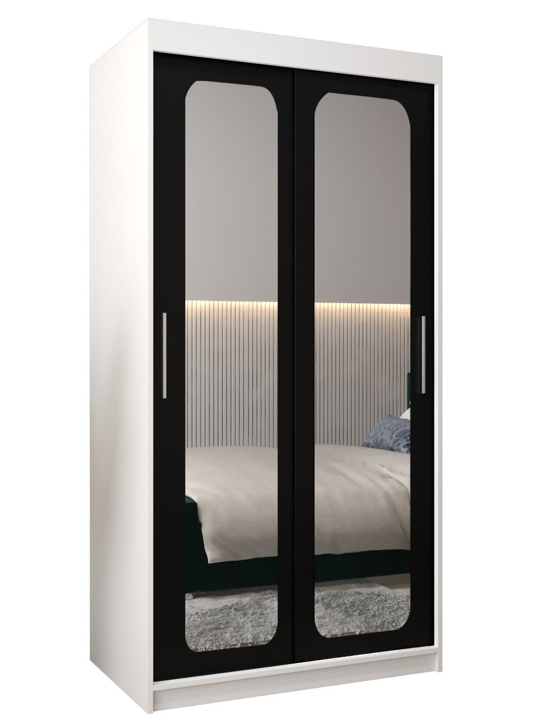Szafa przesuwna garderoba PROMO T3 100 x 62 x 200 cm Biały + Czarny - Abiks Meble