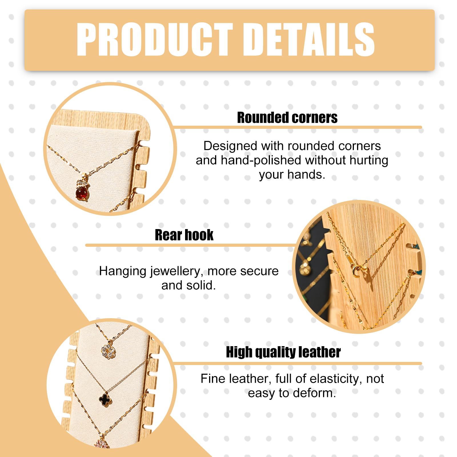 Présentoir à Bijoux en Bois - 12 Emplacements Porte Bijoux et Collier, pour Bracelet, Collier et Pendentif - 4