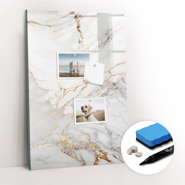 Lavagna Magnetica Murale, Tulup - 40x60 cm - Marbre décoratif, 5 magneti, una spugna, un pennarello nero