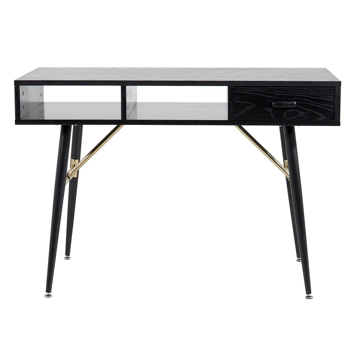 GoldDesk biurko z półka oraz szuflada 110x60 cm czarny.