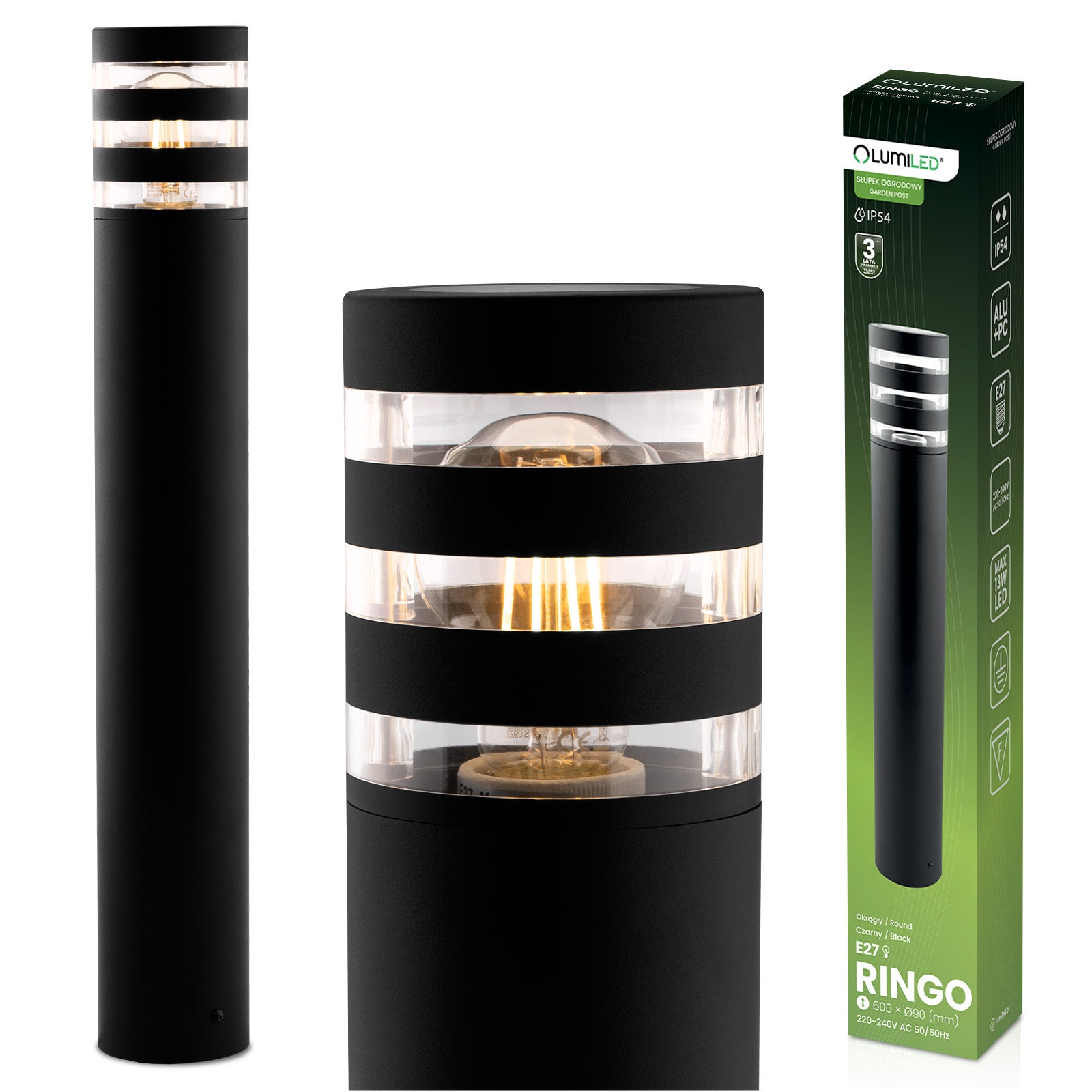 Lampa Ogrodowa Lumiled Słupek Zewnętrzny Stojący E27 LED RINGO 60cm 1 szt.