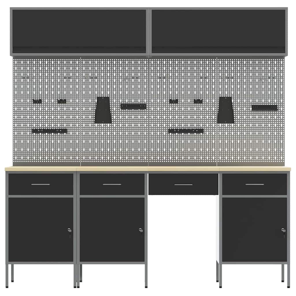 Conjunto Completo de Banco de Trabalho em Aço Preto com 10 Peças - 9