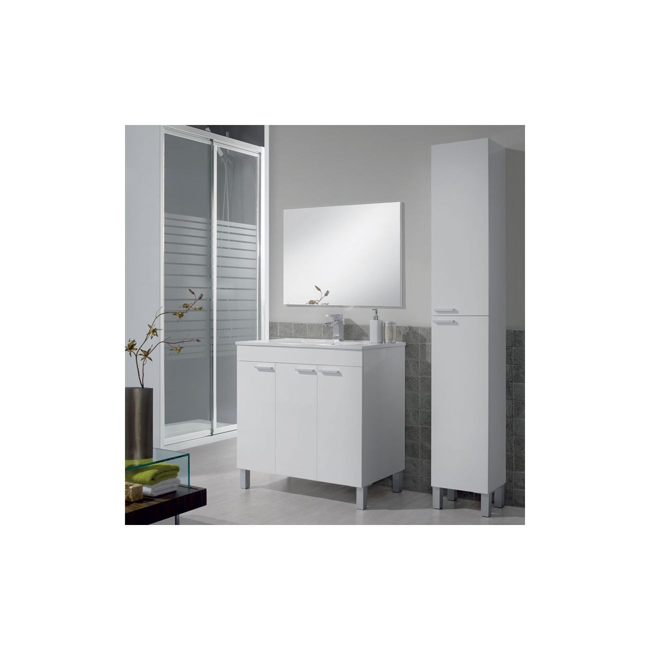 ONDEE ZEN - Colonne de rangement à poser AKTIVA - 30cm - Blanc - Mélaminé - Livré en kit - 5