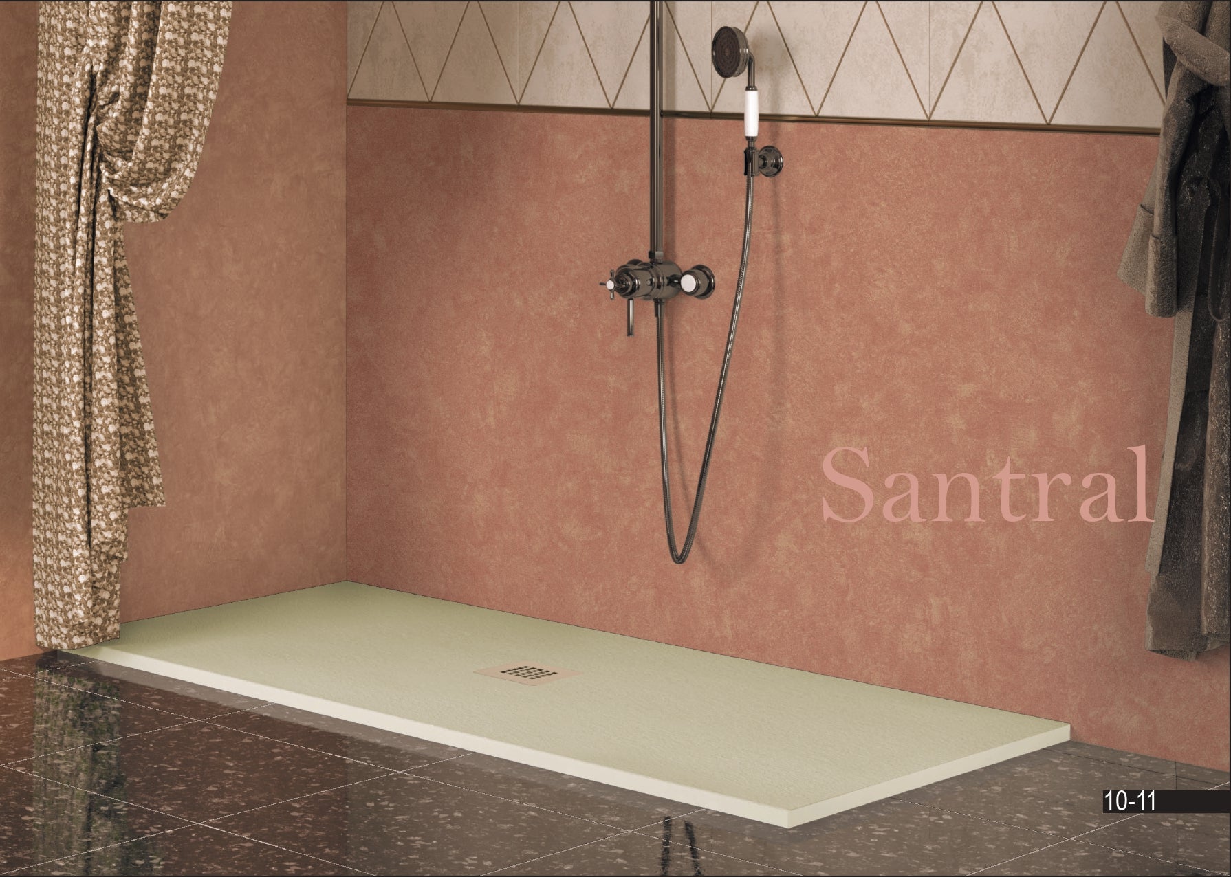 Receveur de douche en résine - Largeur 110 - Gris Ciment Ral-7040 - 110x150 cm - 2