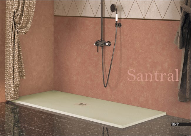 Plato De Ducha Natural Blanco - 110x180 Cm, Resina Mineral Antideslizante, Perfil Extraplano 2.8 Cm - 5 Años De Garantía