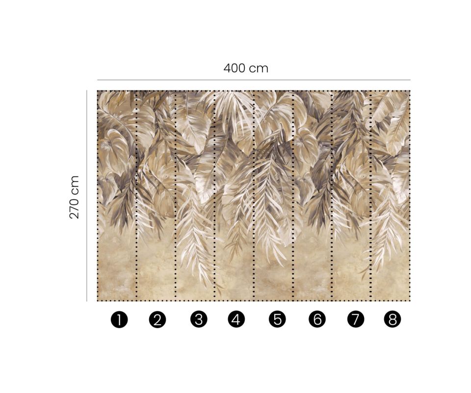 Tapeta tropikalne liście dżungli brązowym - 400 x 270 cm - ERISMANN