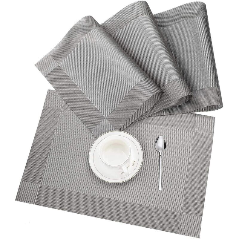 Set de șervețele de masă, set de 4 șervețele lavabile antiderapante din PVC rezistent la uzură și căldură pentru casă, masă 4buc