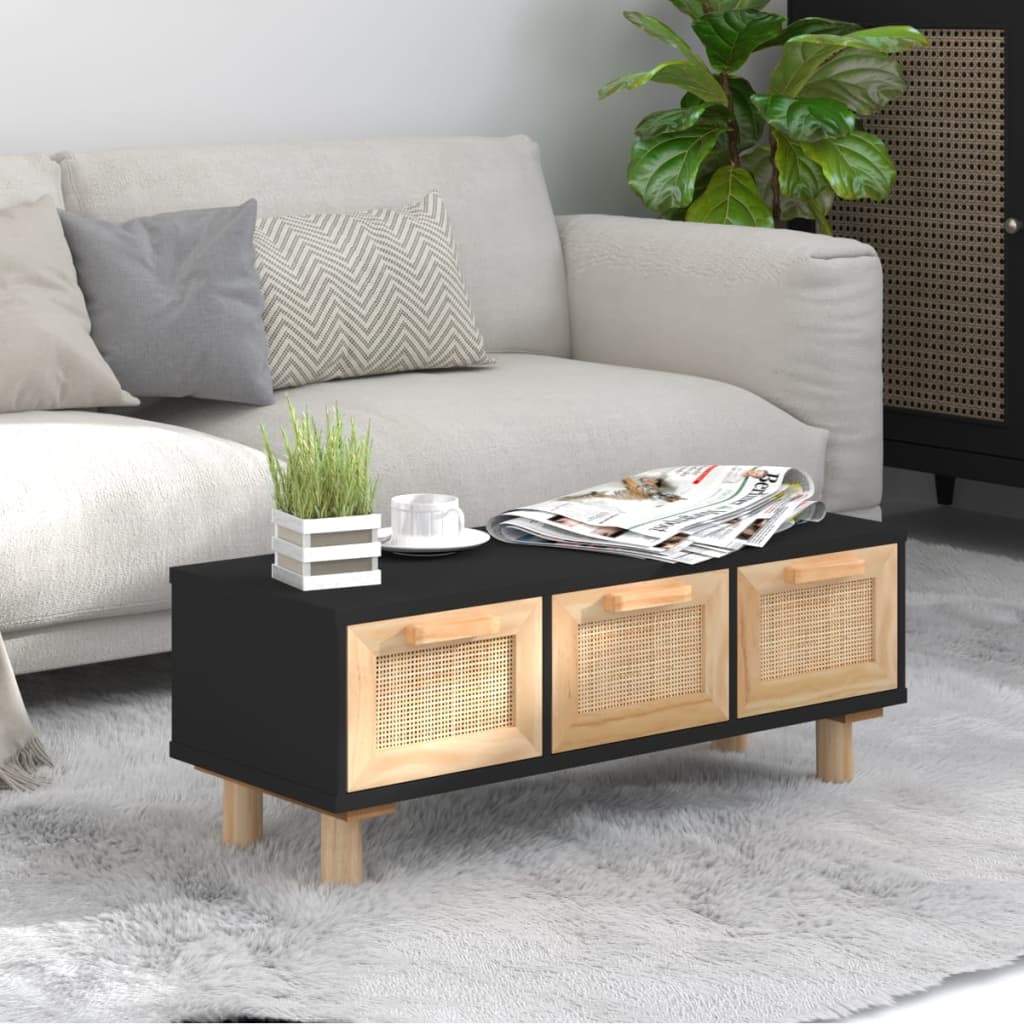OCACA Table basse noire et bois de 90 cm - Style moderne OCACA Table basse noire et bois de 90 cm - Style moderne