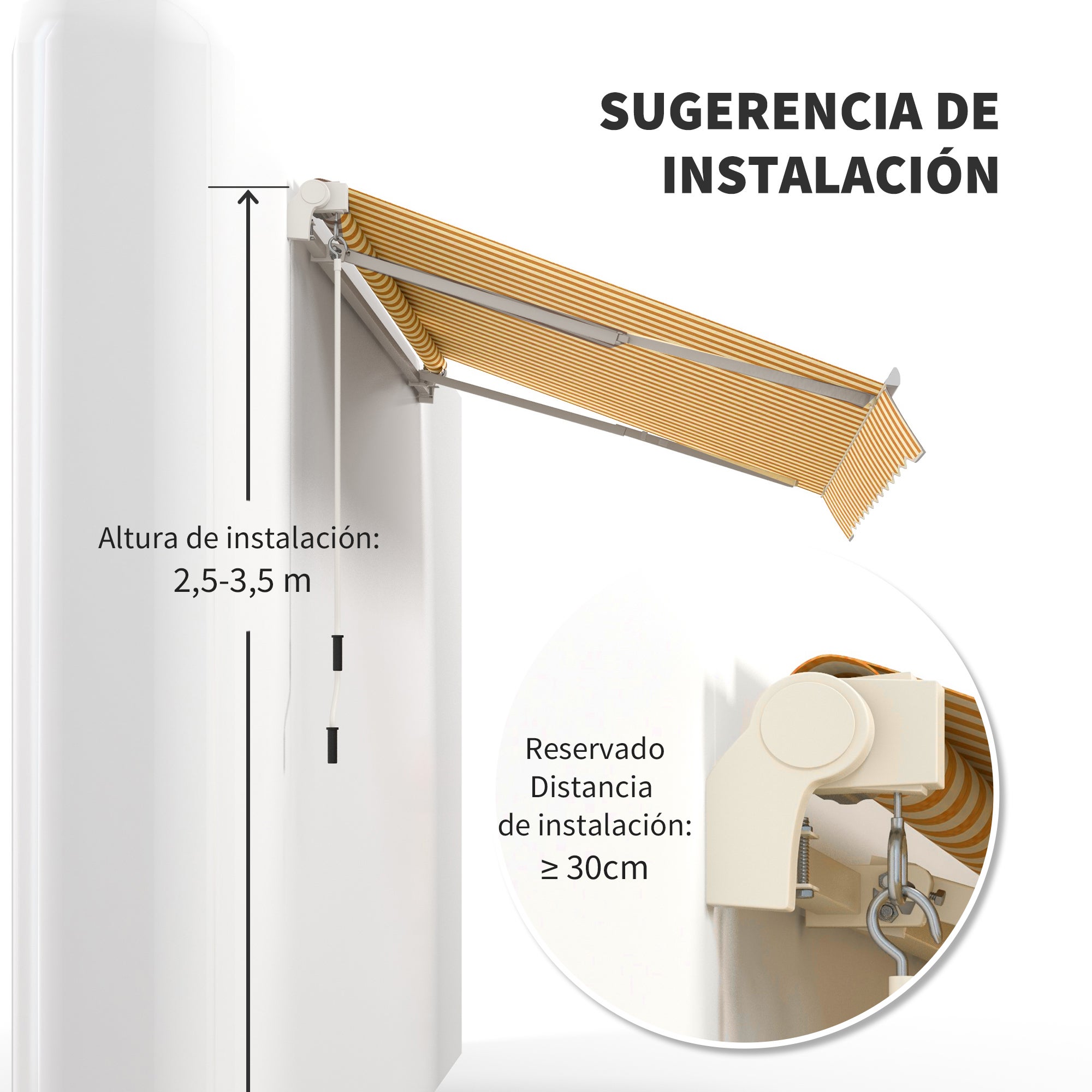 Toldo Manual Retrátil Outsunny em Poliéster e Alumínio Laranja 295x245x151,5 cm - 7