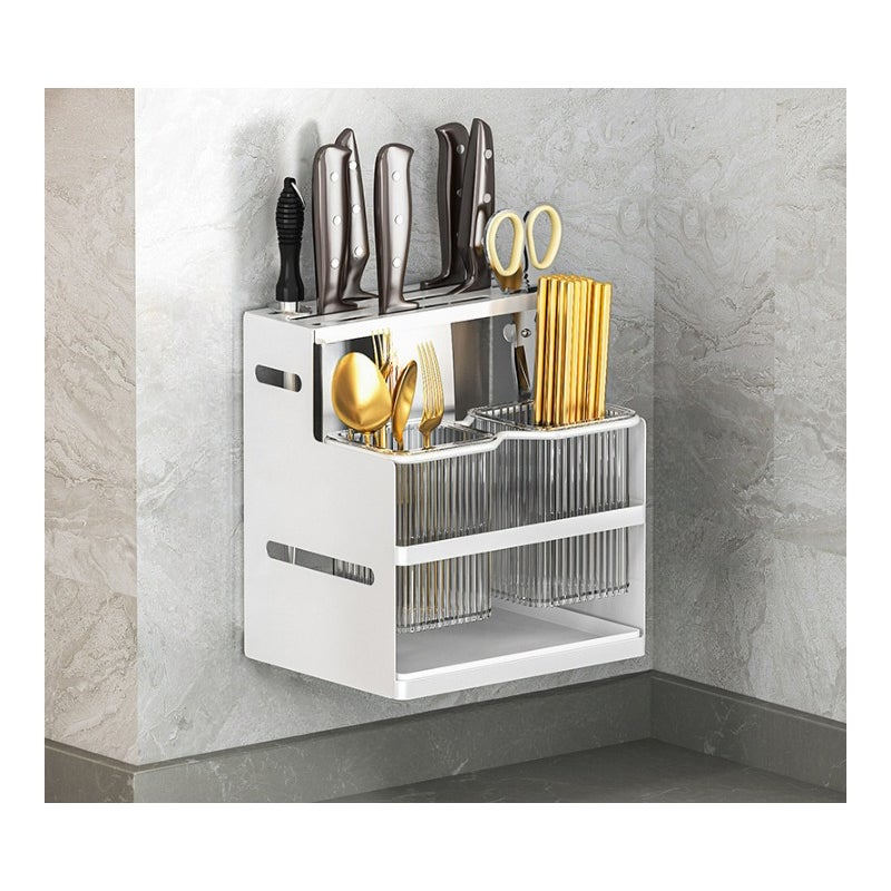 Uchwyt na pałeczki, uchwyt na pałeczki kuchenne, uchwyt na noże kuchenne, przechowywanie sztućców, biały, duży, 16*20*22 cm