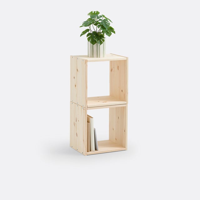 Cube de rangement lot de 2 pin massif brut, Edgar - Pin brut - taille unique
