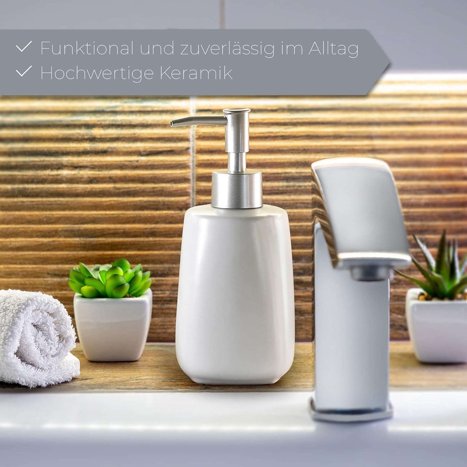 Distributore di sapone con pompa, distributore di sapone in emulsione ceramica, finitura opaca, distributore di sapone liquido, distributore di sapon - 3