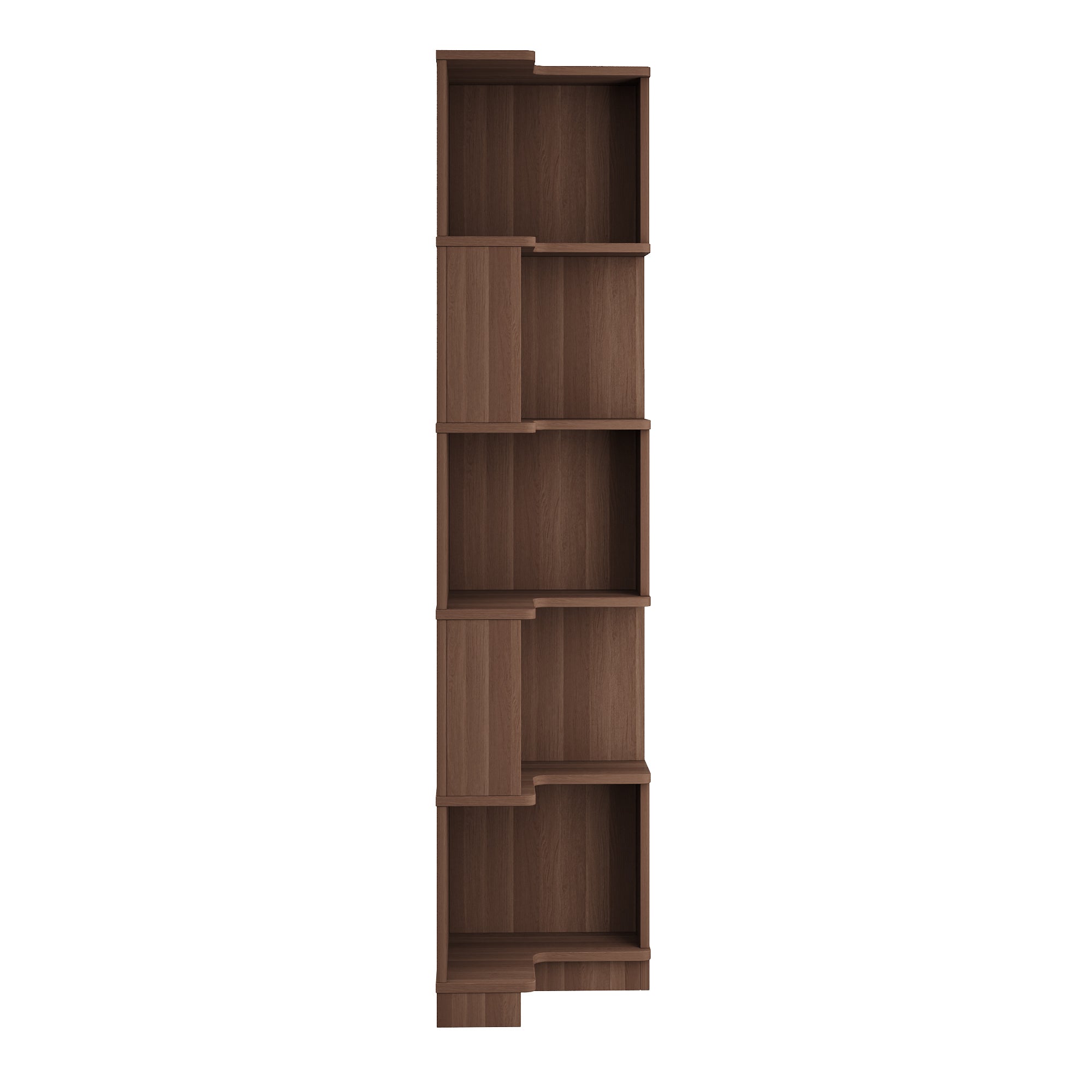 Libreria angolare con 5 ripiani - 63,5 x 45 x 175 cm - MDF - LED cambia colore - Marrone - 8