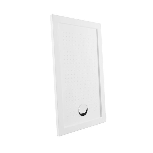 Receveur de douche 70x120 en acrylique blanc brillant, design antidérapant | Tikos
