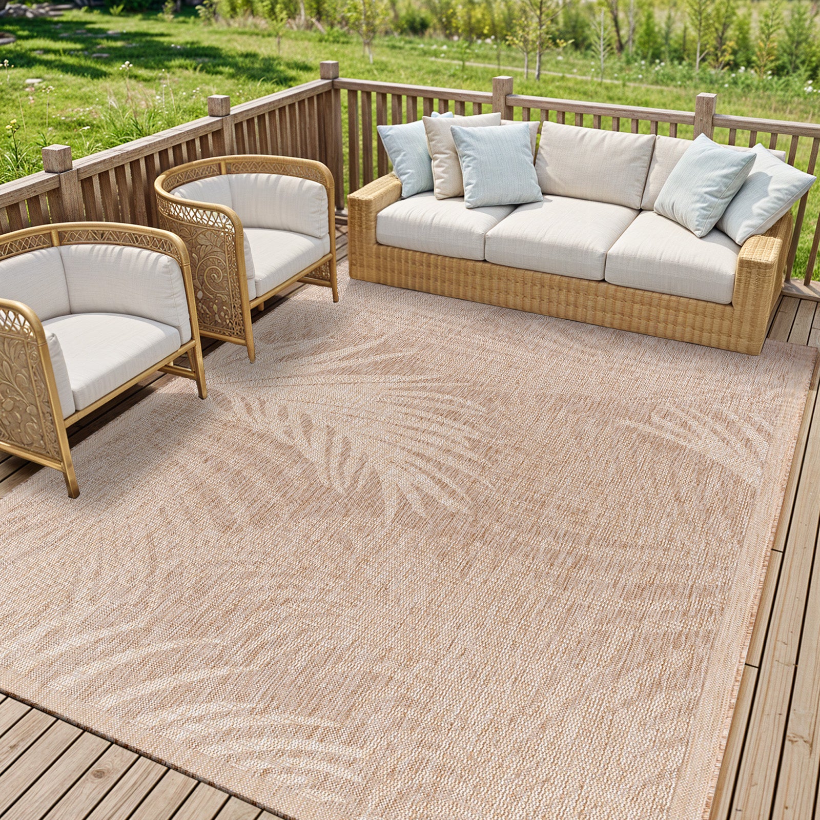 LIVABLISS Tapis d'Extérieur/Intérieur Aspect Jute Beige/Ivoire 200x275 cm Vanessa - 8