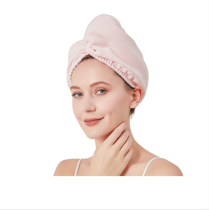 Turbanti Asciugacapelli In Microfibra - 3 Pezzi, Pile Corallino, Asciugatura Rapida, Con Bottoni - Foto 3