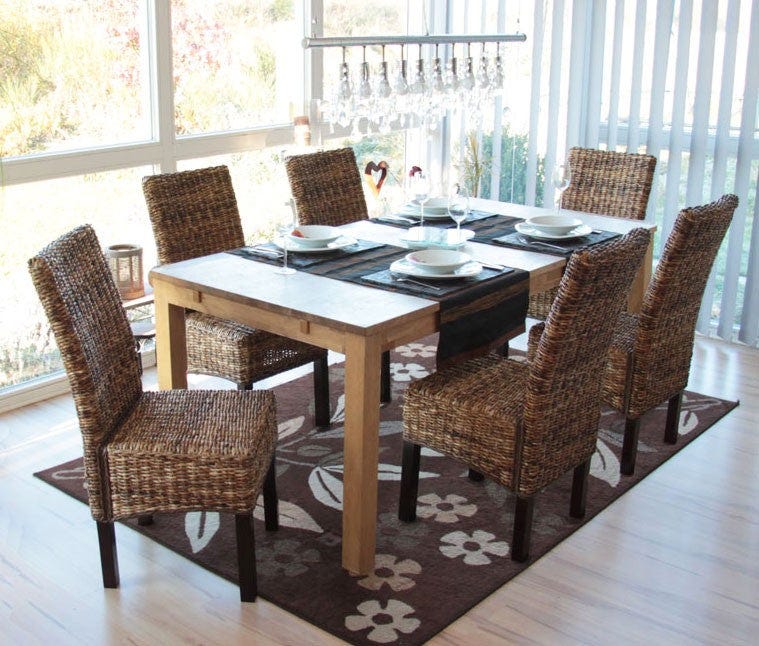 Set di sedie in rattan banana intrecciato con gambe scure