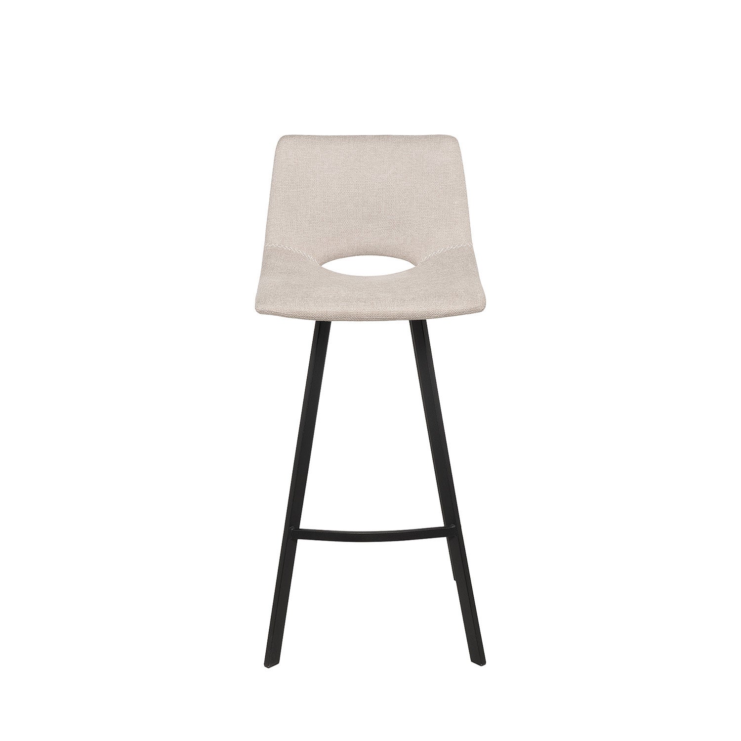 Taburete alto Bandar tapizado beige y patas negras. - 4