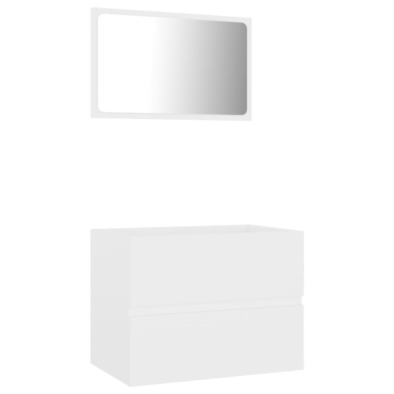 Ensemble de meubles salle de bain 2 pcs blanc bois d ingénierie - 2
