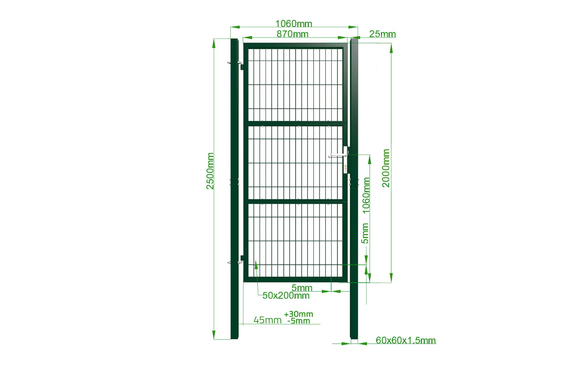 Portillon grillagé 1m RAZO H.200cm Vert - 5