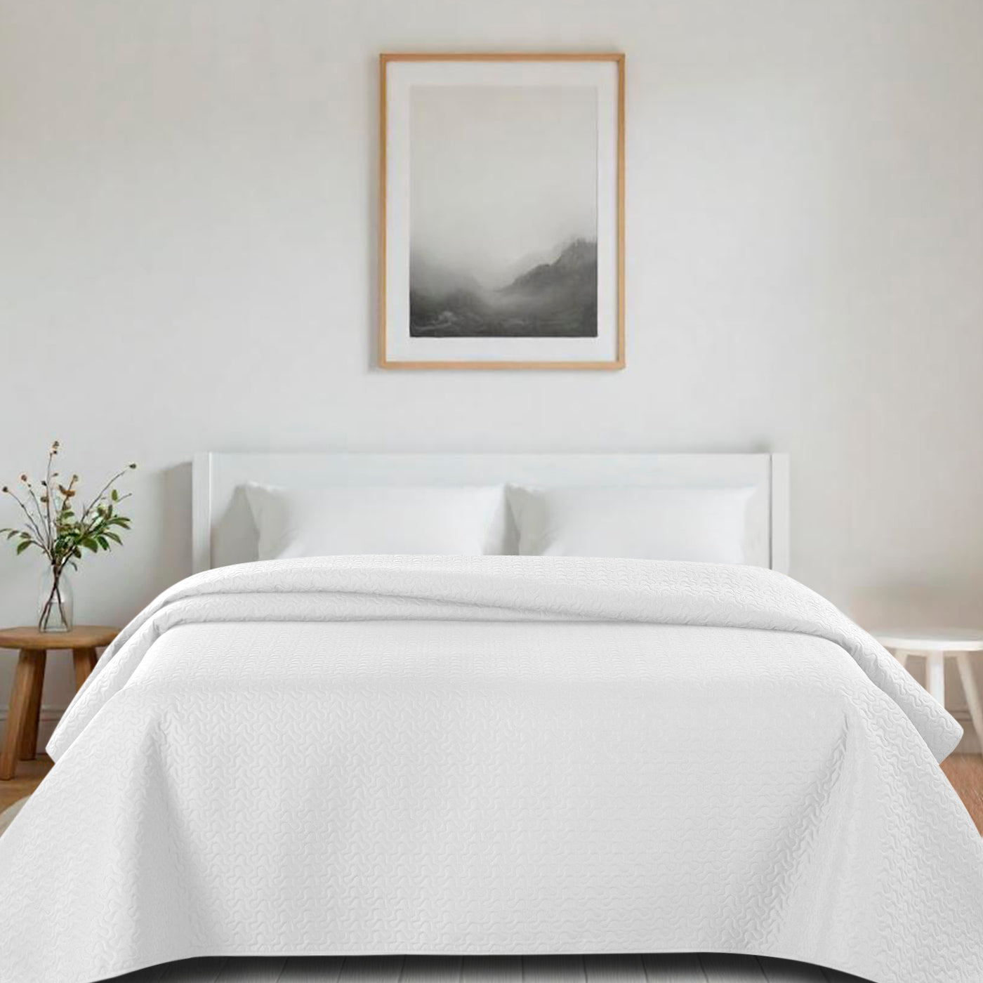 Home mercury- colcha bouti rombos para verano y entretiempo 100% poliéster. colchas cubre cama fina, ligera y suave. (blanco, cama 105-200x260cm)